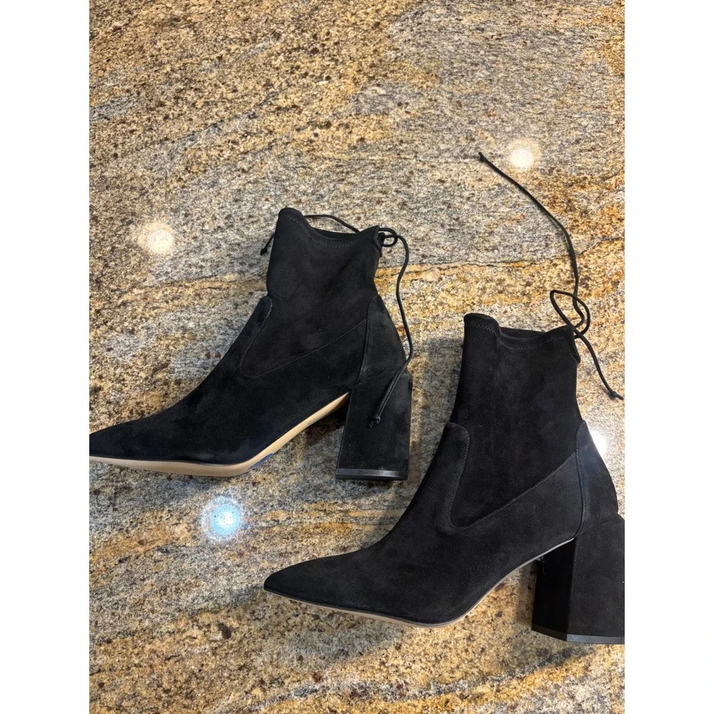 Stuart Weitzman Avenue 85 City Block Suede Boots Black‎ 11.5 Fits like 11